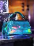 Mini Holographic Top Handle Flap Baguette Bag