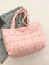 Quilted Detail Shoulder Tote Bag