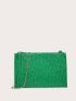 Crocodile Embossed Chain Square Bag