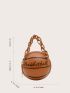 Mini Ball Shaped Satchel Bag Basketball Shaped Crossbody Bag, Trendy Y2K Chain Shoulder Bag, Pu Top Handle Circle Purse