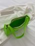 Neon Green Crocodile Embossed Felt Baguette Bag