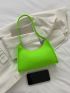 Neon Green Crocodile Embossed Felt Baguette Bag