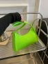 Neon Green Crocodile Embossed Felt Baguette Bag