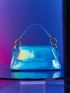 Mini Holographic Top Handle Flap Baguette Bag