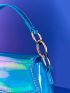 Mini Holographic Top Handle Flap Baguette Bag