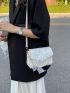 Mini Bow & Faux Pearl Decor Flap Square Bag