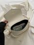 Mini Bow & Faux Pearl Decor Flap Square Bag