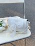 Mini Bow & Faux Pearl Decor Flap Square Bag