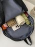 4pcs Two Tone Letter Patch Detail Backpack Set