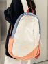 Colorblock Letter Patch Decor Functional Backpack