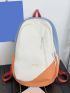 Colorblock Letter Patch Decor Functional Backpack