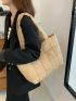 Geometric Quilted Shoulder Tote Bag