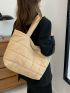 Geometric Quilted Shoulder Tote Bag