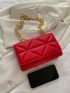 Mini Neon Red Geometric Embossed Flap Chain Square Bag