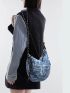 Denim Two Tone Hobo Bag