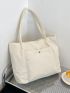 Snap Button Corduroy Shopper Bag