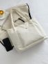 Snap Button Corduroy Shopper Bag