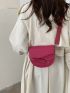 Mini Neon-pink Crocodile Embossed Letter Graphic Flap Saddle Bag