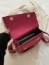 Mini Neon-pink Crocodile Embossed Letter Graphic Flap Saddle Bag