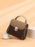 Geometric Pattern Flap Square Bag