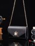 Glitter Design Rhinestone Decor Chain Square Bag