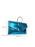Artificial Patent Leather Metallic Crocodile Embossed Square Bag
