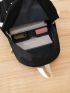 4pcs Letter Patch Decor Functional Backpack Set