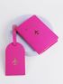 Neon Pink Plane & Letter Graphic Passport Case With Luggage Tag