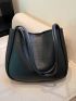 Crocodile Embossed Shoulder Tote Bag