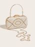 Mini Faux Pearl & Rhinestone Decor Chain Box Bag