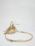 Mini Metallic Crocodile Embossed Drawstring Artificial Patent Leather Bucket Bag