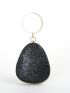 Mini Glitter Design Tassel & Rhinestone Decor Box Bag