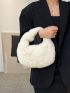 Minimalist Top Handle Fluffy Hobo Bag
