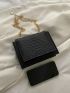 Mini Snakeskin Embossed Flap Chain Square Bag