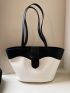 Two Tone Shoulder Tote Bag