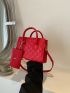 Neon Red Square Bag With Small Pouch