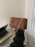 Mini Embossed Detail Chain Flap Square Bag