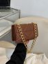 Mini Embossed Detail Chain Flap Square Bag