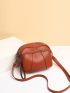 Mini Litchi Embossed Contrast Piping Crossbody Bag