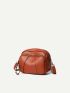 Mini Litchi Embossed Contrast Piping Crossbody Bag