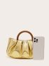 Metallic Crocodile Embossed Ruched Bag