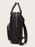 Medium Classic Backpack Black Zipper Front Decor Adjustable Strap For Daily