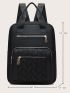 Medium Classic Backpack Black Zipper Front Decor Adjustable Strap For Daily