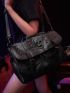 Goth Skull & Buckle Decor Square Bag