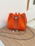 Mini Neon Orange Chain Decor Bucket Bag