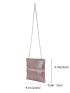 Colorblock Zip Front Chain Square Bag