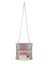 Colorblock Zip Front Chain Square Bag
