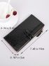 PU Long Wallet Crocodile Embossed Bifold Black