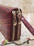 Crocodile Embossed Long Wallet Metal Decor Zipper With Wristlet PU