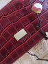 Crocodile Embossed Long Wallet Metal Decor Zipper With Wristlet PU